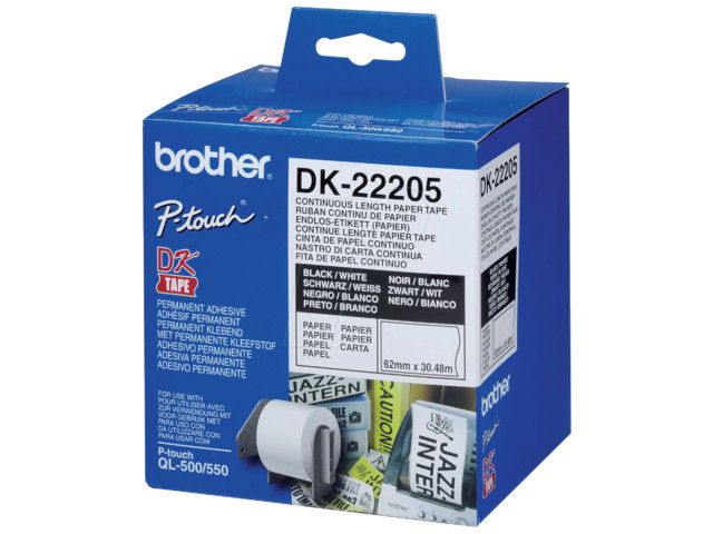 Label P-Touch DK22210 29mm papier wit