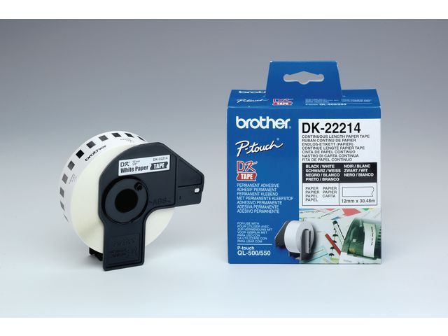 P-Touch QL500A labelprinter tape thermisch papier 12x30,48 mm DK22214 (rol 30.48 meter)