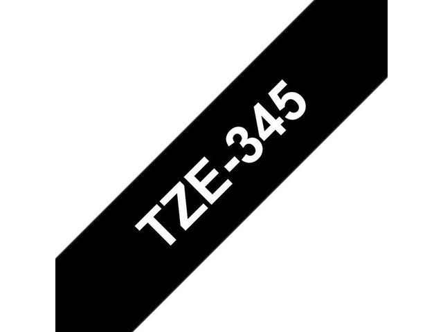 Tape P-Touch TZ345 18MM wit op zwart