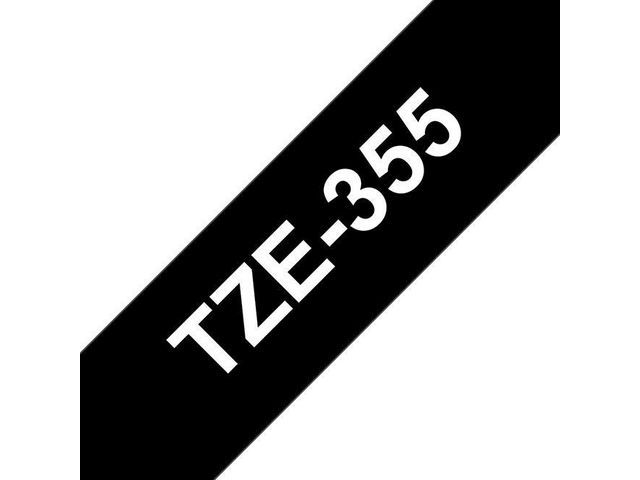 Tape P-Touch TZ355 24MM wit op zwart