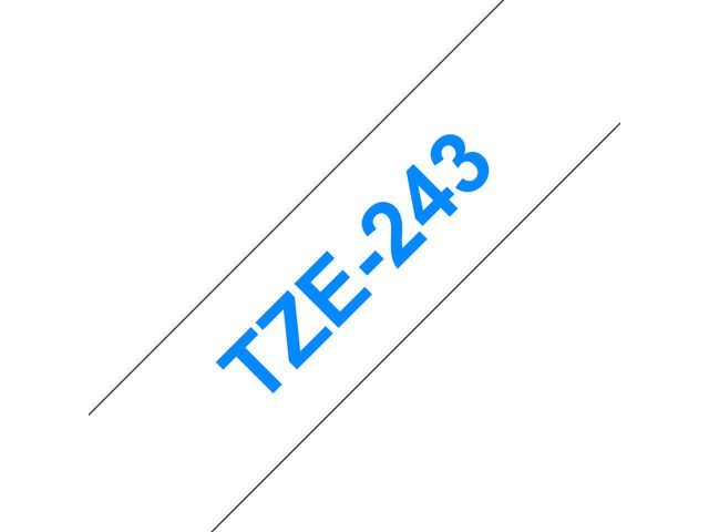 P-Touch TZE labeltapes Blauw op wit TZE-243 18 mm