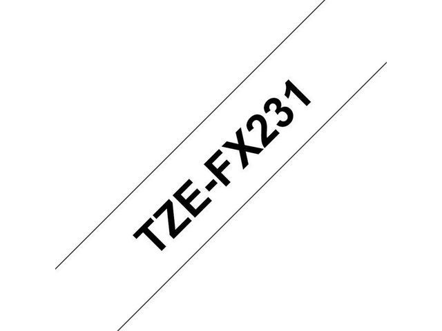 Tape P-Touch TZ-FX231 12mm zwart op wit