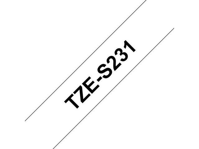 Tape P-Touch TZeS231 12mm zwart op wit