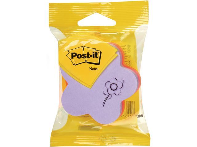 Post-itu00ae Kubus Notes Bloem-vorm, violet, fuchsia en geel (blok 225 vel)