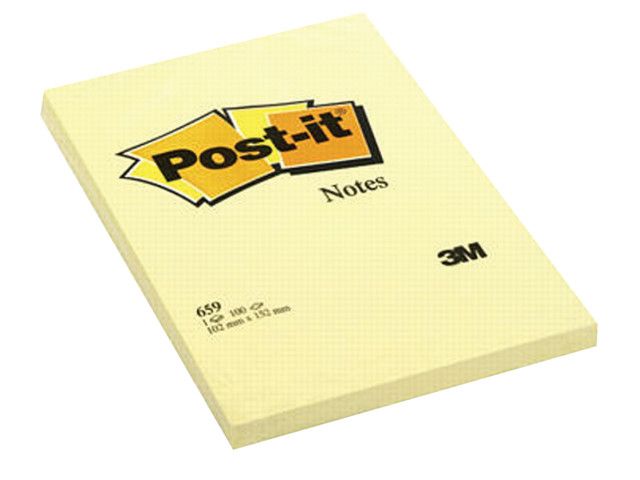 Notitieblok Post-It 102x152mm geel/pk 6