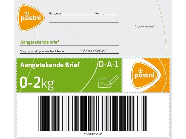 PostNL Zegel aangetekend Nederland voor brieven tot 2 kilo (pak 5 x 5 stuks)