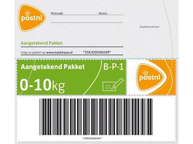 PostNL Zegel aangetekend Nederland voor pakketten tot 10 kilo (pak 5 x 5 stuks)