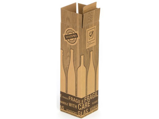 Pressel Flesverzenddoos voor 1 fles dubbellaags golfkarton bruin 107 x 107 x 390 mm verpakking van 20 (pak 20 stuks)