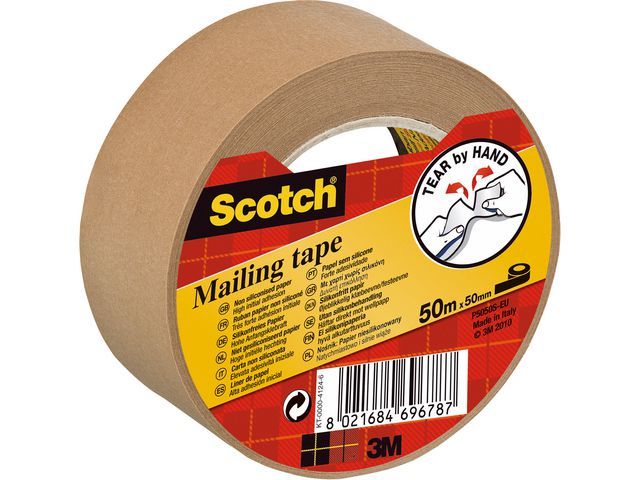 Scotchu00ae Verpakkingstape 50 x 50mm, bruin (rol 50 meter)