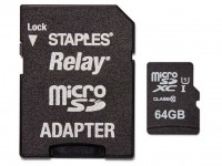 MicroSDHC Staples 64GB with SD adapter