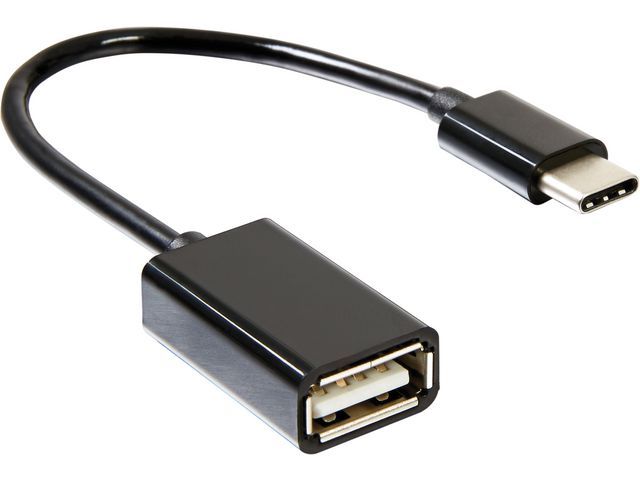 Staples USB C naar vrouwelijke A-adapter, 0,15 m, 20 x 146 x 91 mm, zwart