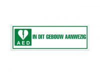 Sticker AED in dit gebouw aanwezig 10x30