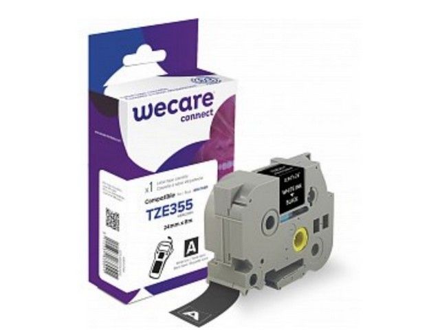 Tape Wecare TZE355 24mm wit op zw