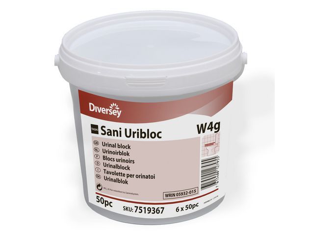 Taski Sani Uribloc W4g urinoir reinigingstabletten emmer van 300 stuks (pak 50 stuks)