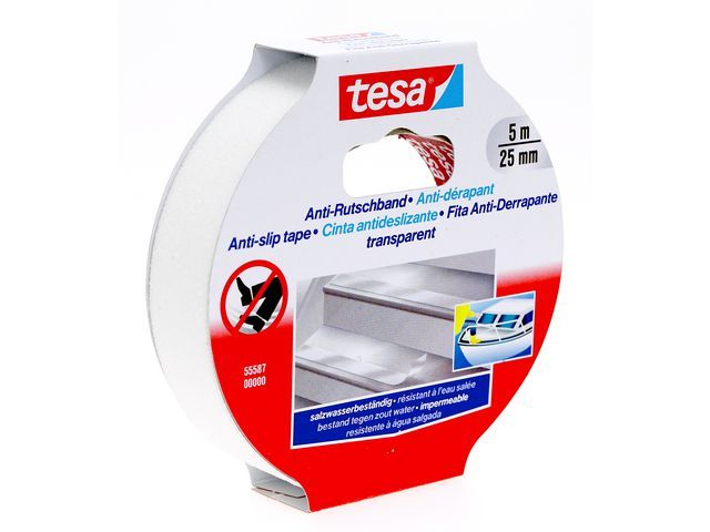 Anti-slip tape Tesa 25mmx5m wit/transp