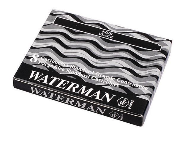 Waterman Vullingen Vulpen lang, zwart (pak 8 stuks)